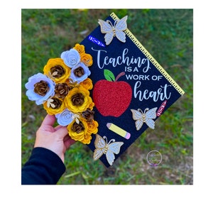 Personalized Teacher Graduation Cap Topper Custom Personalized Future Teachers Flowers