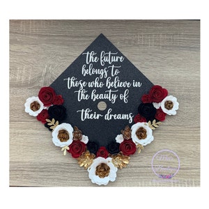 Custom graduation cap topper - Personalized grad cap - flowers graduation cap