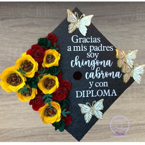 Custom Mexico Graduation Cap Topper Para Mis Padres Sunflower