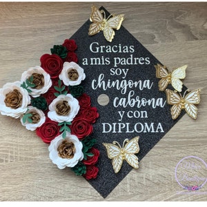 Custom Personalized Graduation Cap Topper Mexican Para mis Padres Mexico Flag Grad Cap Topper
