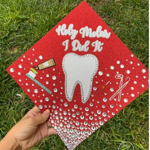 Dental Rhinestones Graduation Cap Cover Dentist Graduation Cap flowers