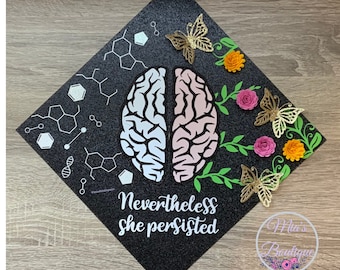 Psychologie Afstudeerpet-topper Gepersonaliseerde psychologie Major Afstudeerpet-topper Bloemen