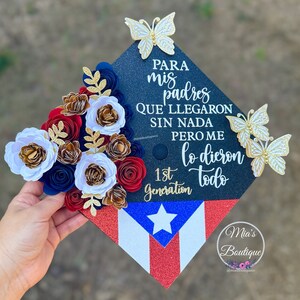 Custom Graduation Cap Topper Para mis padres floral grad cap topper Personalized Graduation Cap Floral Sunflower Para Mis Padres