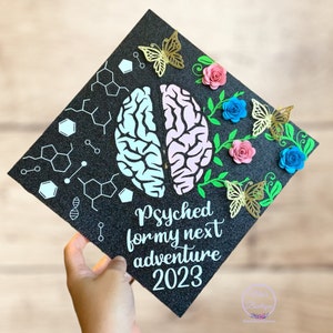 Custom Graduation Cap Topper Psychology  Personalized Psychology Major Graduation Cap Flowers