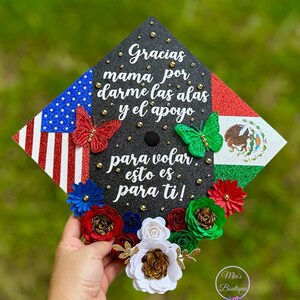 Gorra de graduación mexicana personalizada Topper Gorra de graduación personalizada de México Gorra de graduación personalizada Floral Para Mis Padres