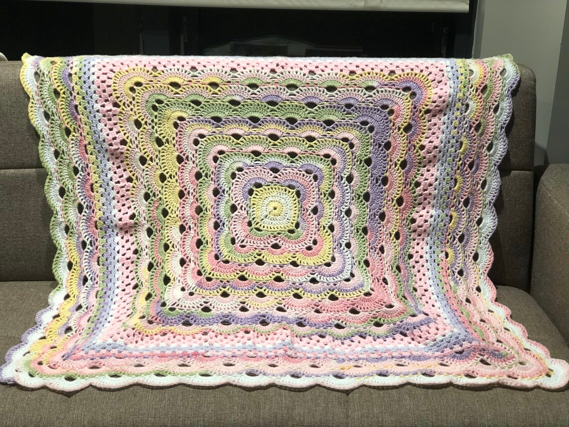 German Grandma Shells Crochet Blanket Etsy UK