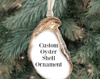 Custom Ornament Keepsake Oyster Ornament Photo Ornament Personalized Christmas Ornament, Upcycled Christmas Ornament Oyster Shell Holiday