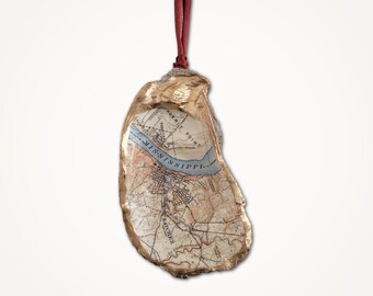 Natchez Mississippi Map Ornament • Oyster Shell