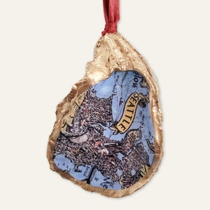 GRATIS VERZENDING Seattle Washington kaart kerstboom ornament vintage kaart Pacific Northwest Oyster Shell ornament decoratie vakantie