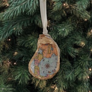 Kostenloser Versand Andenken Auster Ornament mit Karte von Cape Cod Massachusetts Weihnachtsschmuck Austausch New England Hostessengeschenk