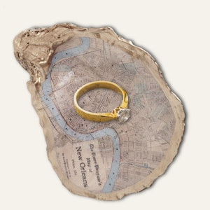 KOSTENLOSER VERSAND New Orleans Karte Ringschale Austernschale Schmuckhalter Vintage Karte von New Orleans, Louisiana, Times Picayune, Ringschale