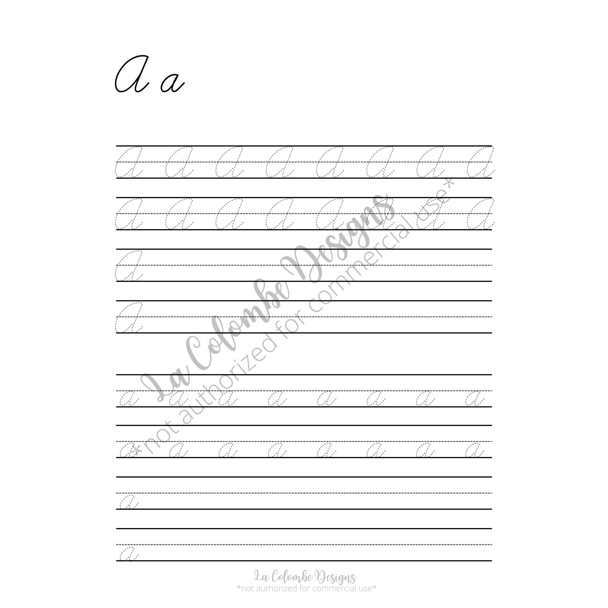 cursive letter tracing tracing worksheet elementary etsy