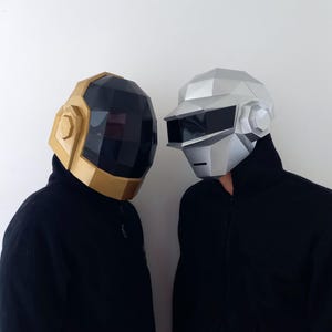 Maschera Daft Punk Papercraft 3d costume low poly musicale fai da te carta artigianale, casco daft punk cosplay fai da te origami maschera di carta modello per feste regalo