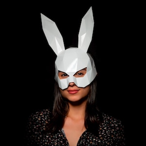 Rabbit 3d Mask papercraft template, Bunny Mask Paper Craft Digital Template, diy halloween mask bunny, rabbit costume diy masquerade mask