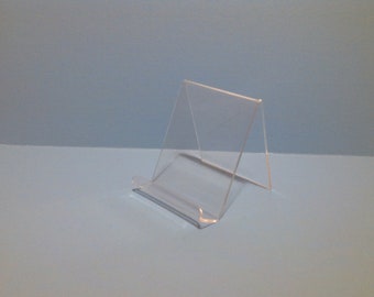 4" Non Adjustable acrylic display stand. Clear Acrylic. Thickness of Acrylic .118