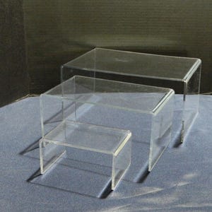 Clear Acrylic Rectangular Riser Set of 3 Sizes 3", 5", 7"  in 3/16" Material