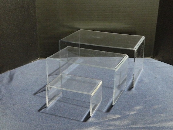 Clear Acrylic Rectangular Riser Set of 3 Sizes 3", 5", 7"  in 3/16" Material