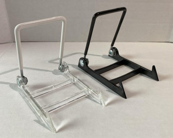 Mini Plastic Display Easel With Coated Wire for Adjusting in Black or Clear