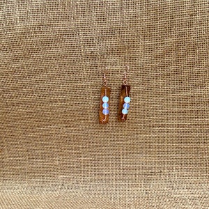 Vintage Copper and Moonstone  handmade Rustic  earrings