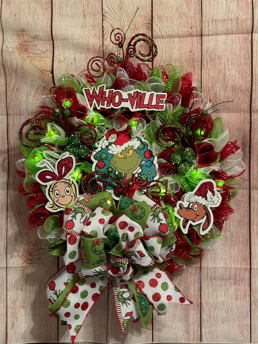 Christmas Wreath for Front Door, Grinch Wreath, Grinch That Stole  Christmas, Grinch Wreath, Whosville Decor, Holiday Decor, Christmas Decor,  