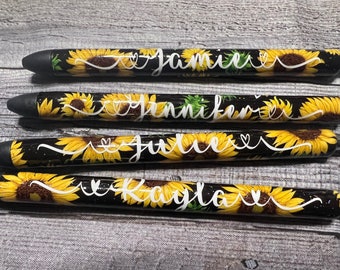 Sunflower pen Personalized with name. Personalized refillable Papermate Inkjoy gel pen| Holiday personalized gift