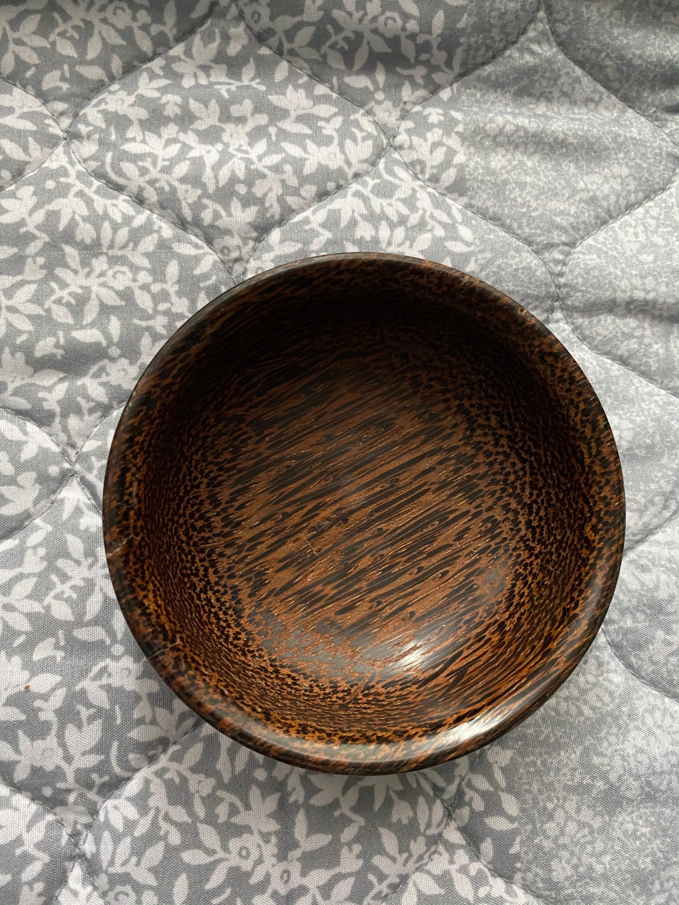 Handmade black palm wood bowl Etsy