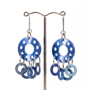 Blue titanium drop earrings