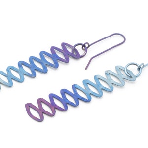 Blue drop titanium mesh earrings