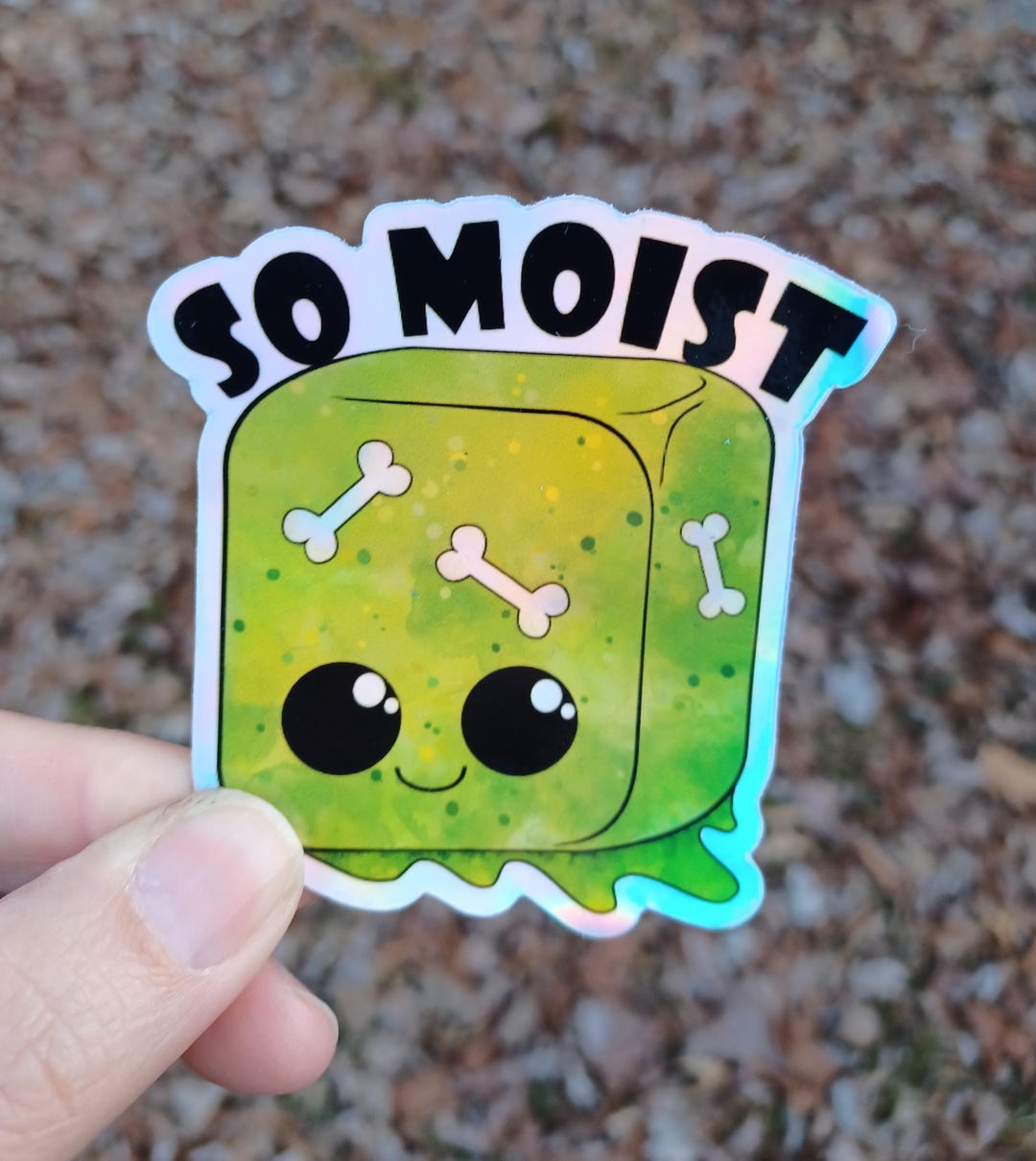 Holographic 'so Moist' Gel Cube Sticker (3x2.75 In) - Etsy