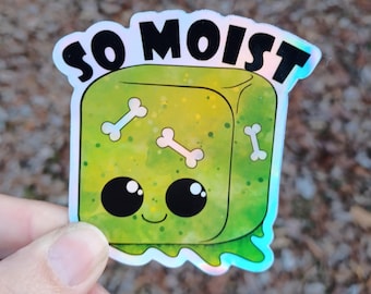 Holographic 'So Moist' Gel Cube Sticker (3x2.75 in)