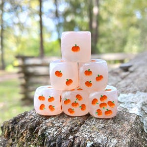 Pumpkin Dice - Set of 6 Engraved D6 Dice - 16mm - Free US Shipping