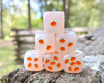 Pumpkin Dice - Set of 6 Engraved D6 Dice - 16mm - Free US Shipping