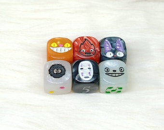 Assorted Dice - Set of 6 Engraved D6 Dice - 16mm - Free US Shipping