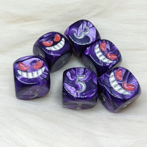 Monster Face Dice - Set of 6 Engraved D6 Dice - 16mm - Free US Shipping