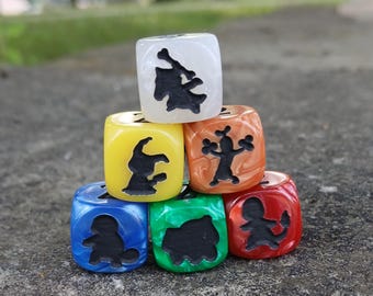 Monster Dice - Set of 6 Engraved D6 Dice - 16mm - Free US Shipping