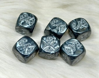 Raccoon Dice - Set of 6 Engraved D6 Dice - 16mm - Free US Shipping