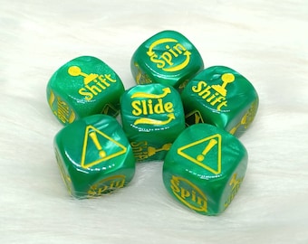 Green and Yellow Gaslands Dice - Set of 6 Engraved D6 Dice - 16mm - Free US Shipping