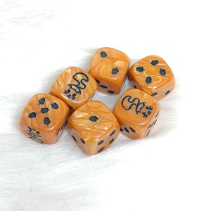 Squirrel Dice - Set of 6 Engraved D6 Dice - 16mm - Free US Shipping