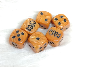 Squirrel Dice - Set of 6 Engraved D6 Dice - 16mm - Free US Shipping