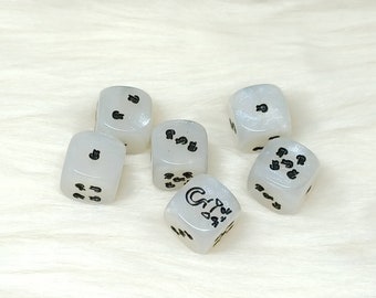 Kitty and Mice Dice - Set of 6 Engraved D6 Dice - 16mm - Free US Shipping