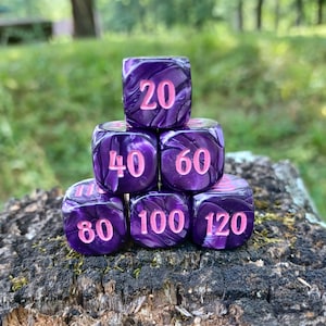 Purple & Pink Damage Counter Dice Set - TCG Dice