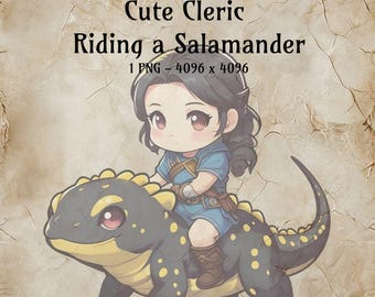 Kleriker Reitsalamander Clipart - Fantasy Kunst PNG (digitaler Download)
