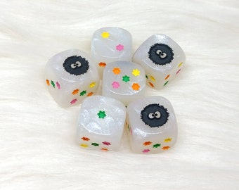 Dustball and Star Dice - Set of 6 Engraved D6 Dice - 16mm - Free US Shipping