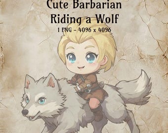 Barbar reitender Wolf Clipart - Fantasy PNG (digitaler Download)