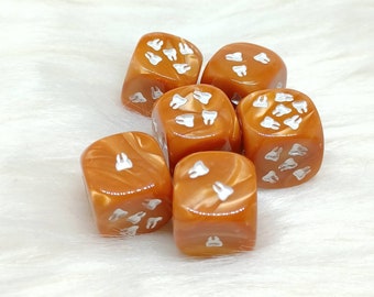 Teeth Dice - Set of 6 Engraved D6 Dice - 16mm - Free US Shipping