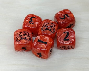 Crab Dice - Set of 6 Engraved D6 Dice - 16mm - Free US Shipping