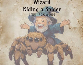 Magier auf einer Spinne reiten Clipart - 1 PNG - Fantasy Dungeons and Dragons Art Digital Download