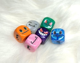 Assorted Dice - Set of 6 Engraved D6 Dice - 16mm - Free US Shipping