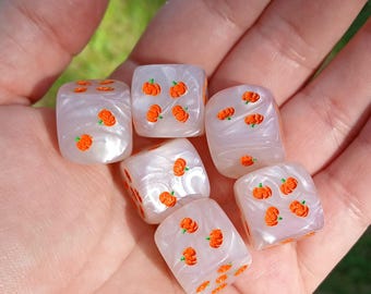Pumpkin Dice - Set of 6 Engraved D6 Dice - 16mm - Free US Shipping