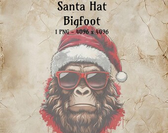 Weihnachtsmann Hut Bigfoot Clipart: Festliche Cryptid Art (PNG Digital Download)